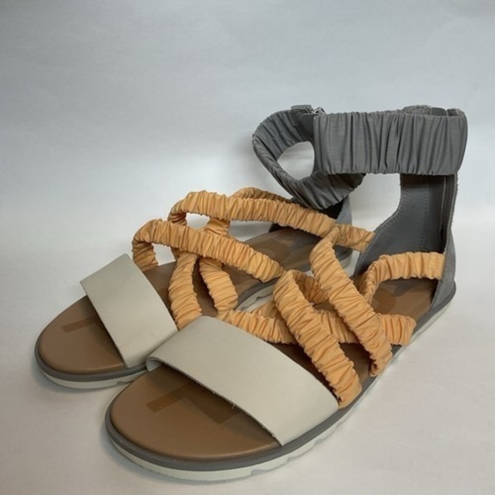 NWOB Sorel Ella II Grey/Orange Strap Gladiator Ankle Sandals Women 8.5 Vietnam